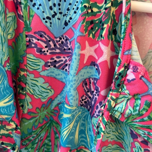 Island collection woman's large flowy fun summer pattern dress, coverup - Picture 4 of 9